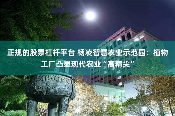 正规的股票杠杆平台 杨凌智慧农业示范园：植物工厂凸显现代农业“高精尖”