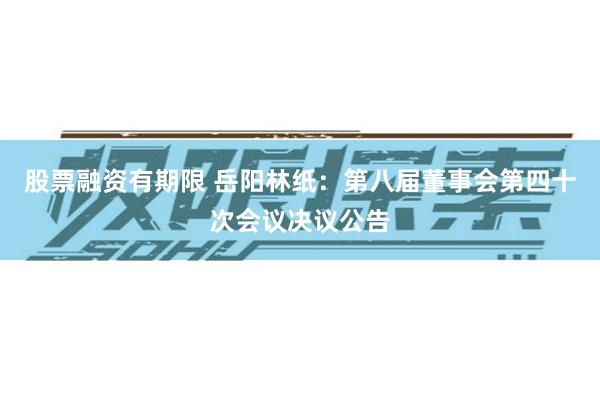 股票融资有期限 岳阳林纸：第八届董事会第四十次会议决议公告